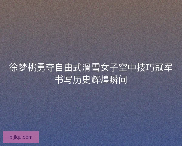徐梦桃勇夺自由式滑雪女子空中技巧冠军书写历史辉煌瞬间